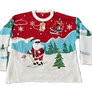 NEW Blizzard Bay Size 2XL women's SANTA Ski Slope Ugly Christmas Sweater Holiday